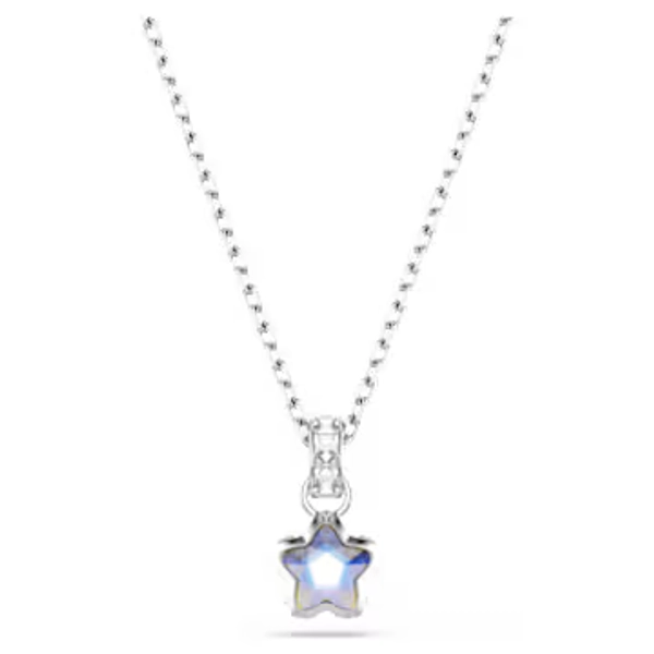 Chroma pendant, Mixed cuts, Star, White, Rhodium plated
