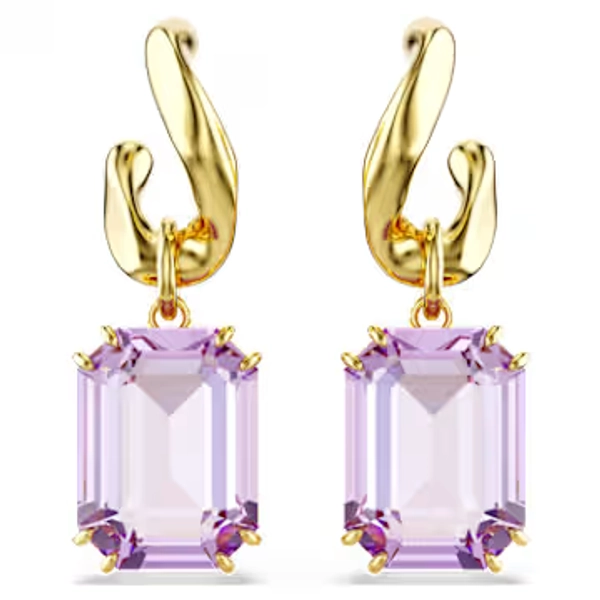 Millenia Drop-Ohrhänger, Oktagon-Schliff, Violett, 18K Goldbeschichtet