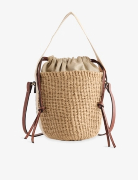 Woody small raffia basket bag