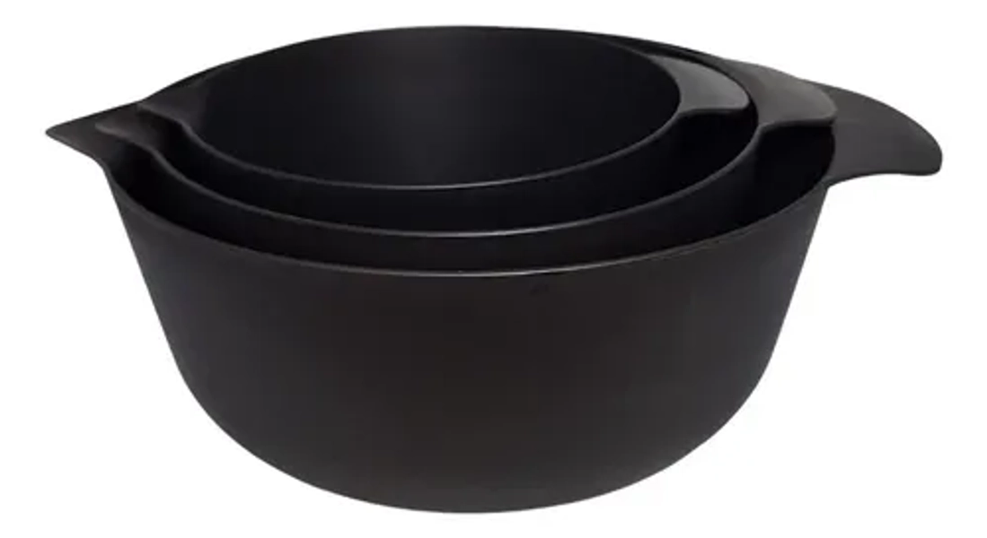 X3 Bowl Para Batir Con Pico Y Asas Linea Fusión Carol Color Negro