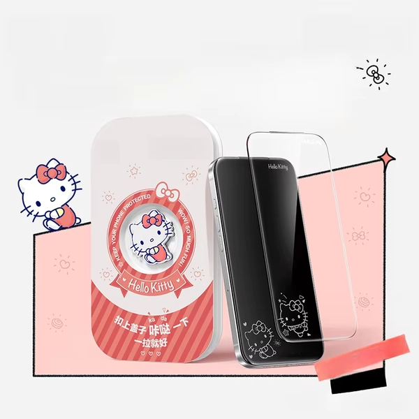 2 piezas/set Protector de Pantalla Invisible de Cristal Templado Kawaii de Dibujos Animados Kt Cat Cinnamoroll Kuromi para iPhone 17 Pro Max 16 15 14 13 - AliExpress 