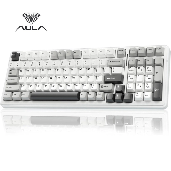AULA F99 Wireless Mechanical Gaming Keyboard, 99 Keys 96% Layout Creamy Keyboard with Hot Swappable Switches, RGB Backlit Teclado Mecanico, Multi-Device Tri-Mode Bluetooth/2.4GHz/USB-C, PBT Keycaps, 8000mAh Battery for PC Mac Laptop