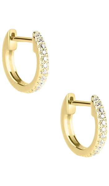 White Diamond Pave Huggie Earrings