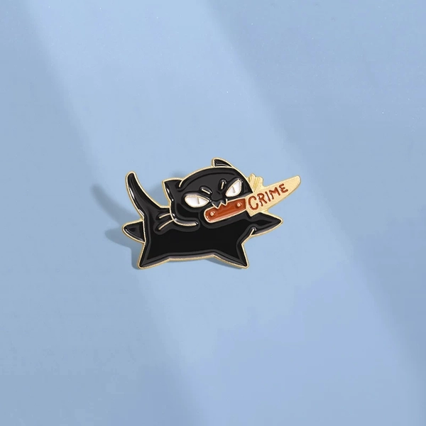 Cute Black Cat Metal Brooch Angry Cat Pin