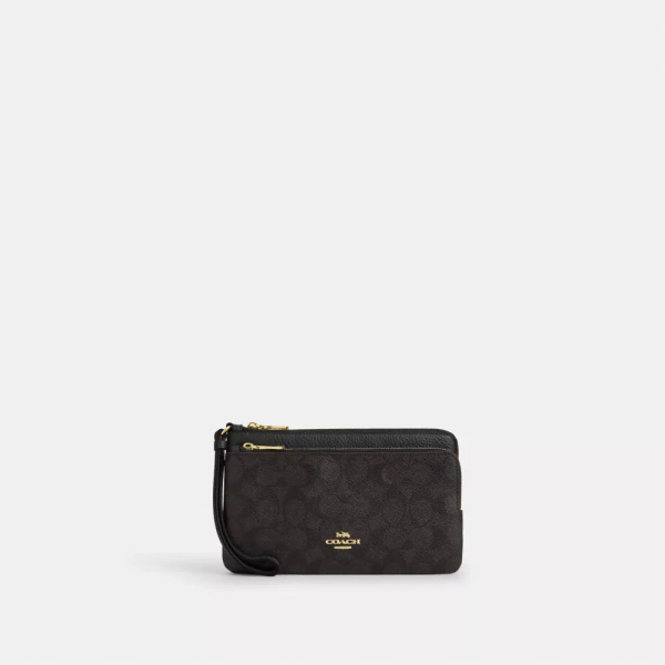 Double Zip Wallet Solid Black