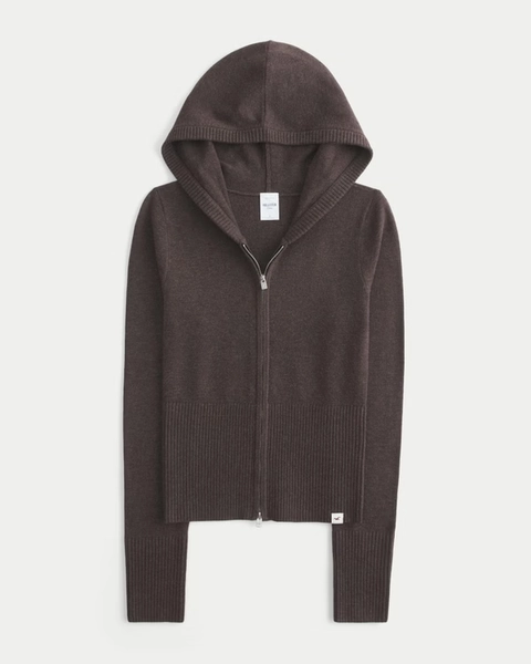 Sweater-Knit Zip-Up Hoodie