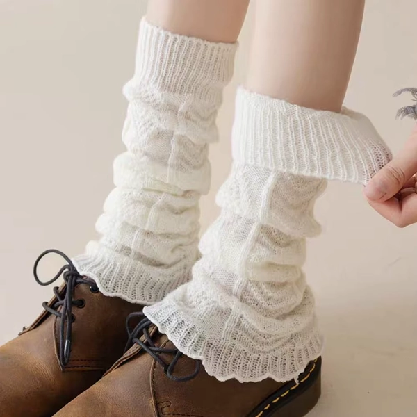Y2k Boot Cuffs Cover Knitted Knee Sleeves for Women Winter Warm Foot Cover Long Socks Leg Warmers Solid Lolita Crochet Heap Sock - AliExpress 200000297