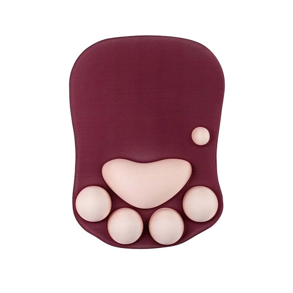Cat Paw Mouse Pad Wrist Rest Paw Print Mouse Pad with Wrist Support Cat Lover Gifts - Bordeaux