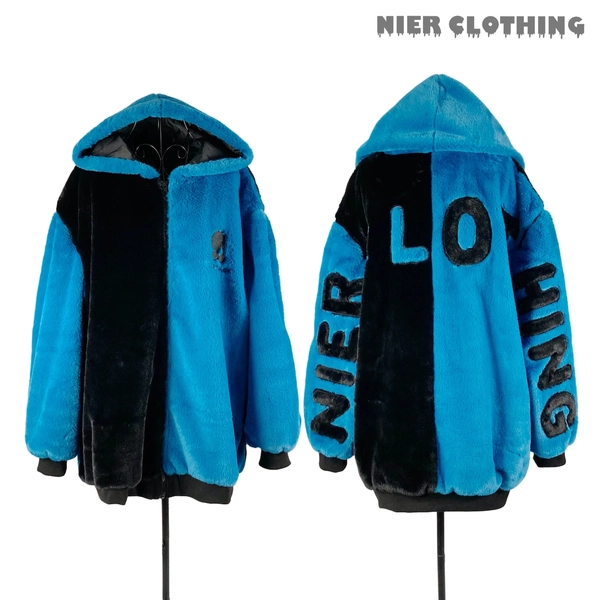 NIER TOKYO 超ふわもこ2WAY OFF-SHOULDER TWO-TONE OUTER【BLUE×BLACK】 | NIER CLOTHING powered by BASE