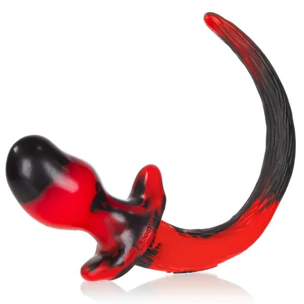 PUPPY TAIL buttplug+wagger tail OXBALLS LIQUID PLATINUM SILICONE: COLOR SWIRL (Color: Red+Black, Size: Medium(BEAGLE))