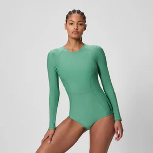 Women's Ocean Flex Long Sleeve Zip Swimsuit Green