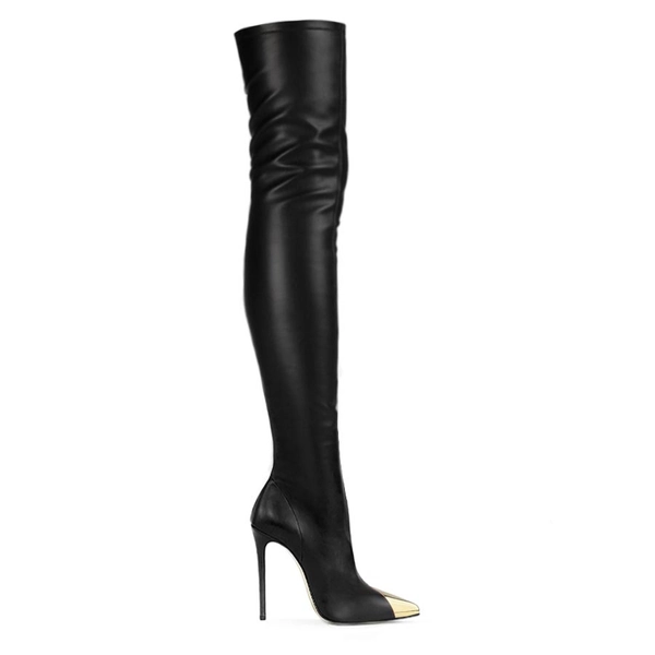 Stivale elasticizzato pelle nera/ platino – COD. 161969