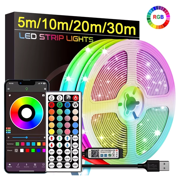 RGB-LED-Streifenlichter, 5 m, 10 m, 20 m, 30 m, LED-Raumlicht mit APP-Steuerung, flexibles Band, Luces-LED-Band für Zimmer, Schlafzimmer, Dekoration - AliExpress 