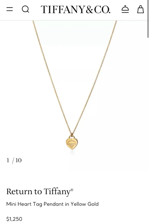 Return to Tiffany® Mini Heart Tag Pendant in Yellow Gold