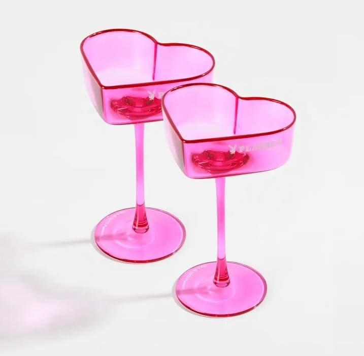 Playboy Heart Shaped Cocktail Glasses - 2 Pack