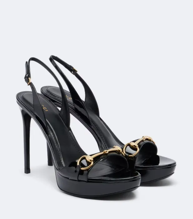 Gucci Donna patent leather platform sandals