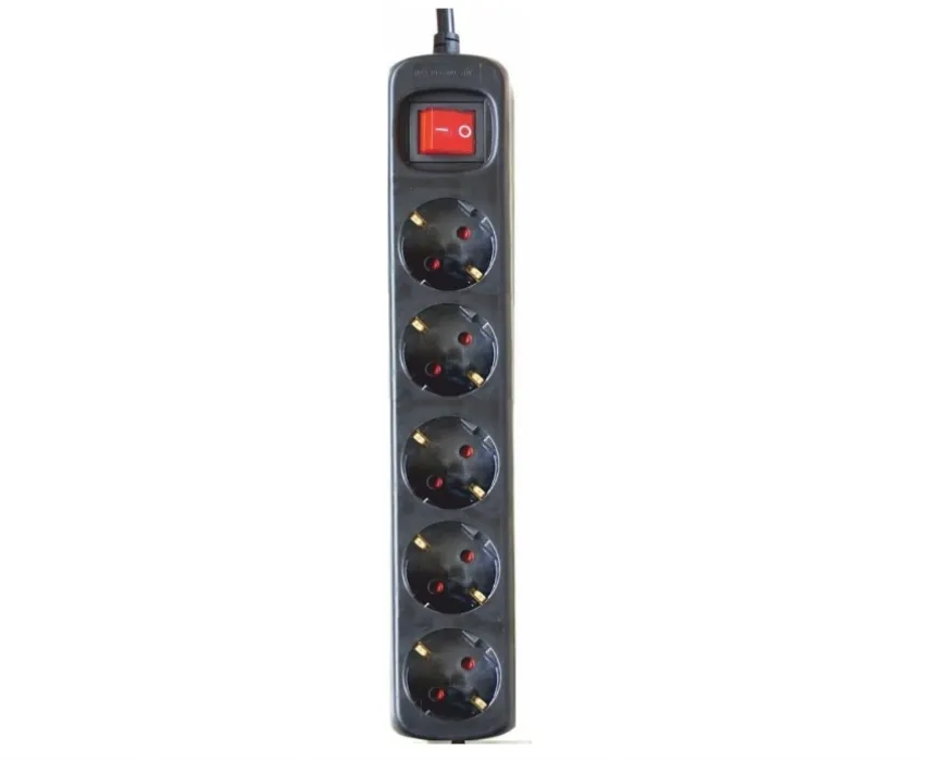 Silver Electronics - Regleta Enchufe con 5 Tomas con Interruptor, Negro, 5 Enchufes, Cable de 1,5 Metros, Protección Infantil, Toma de Tierra - Con Interruptor - 5 Enchufes / 1,5 metros - Negro