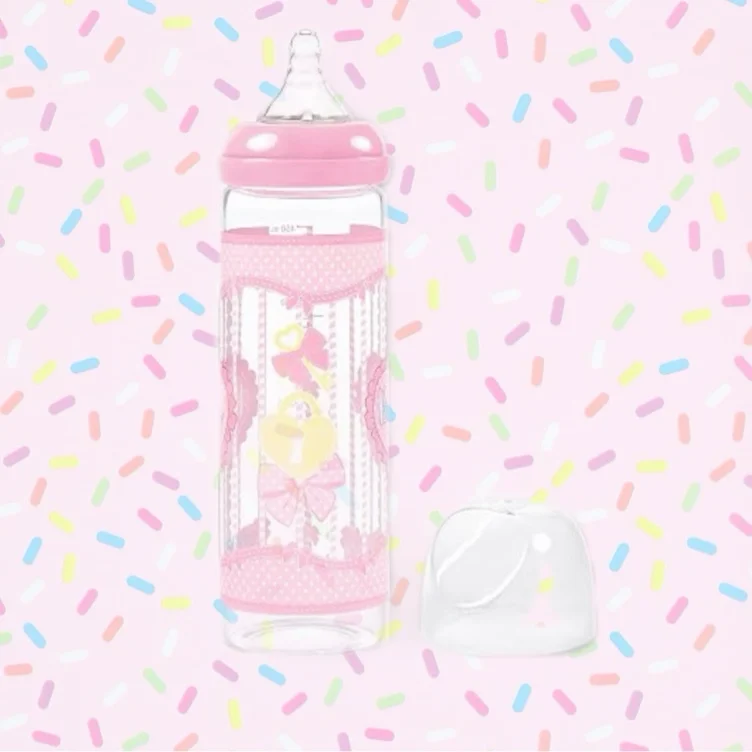 LittleForBig Adult Bottle Ultra Printed Specialty Oversized Glass Feeding Blushing Pattern