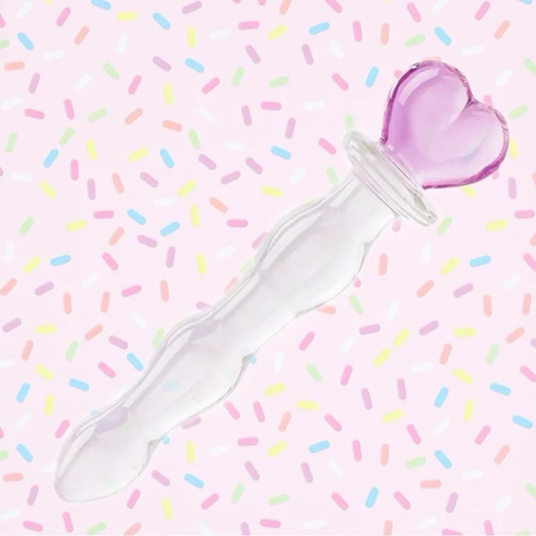 Crystal Glass Pleasure Wand  - AKStore - Bear/Cat, Pink - Heart Form