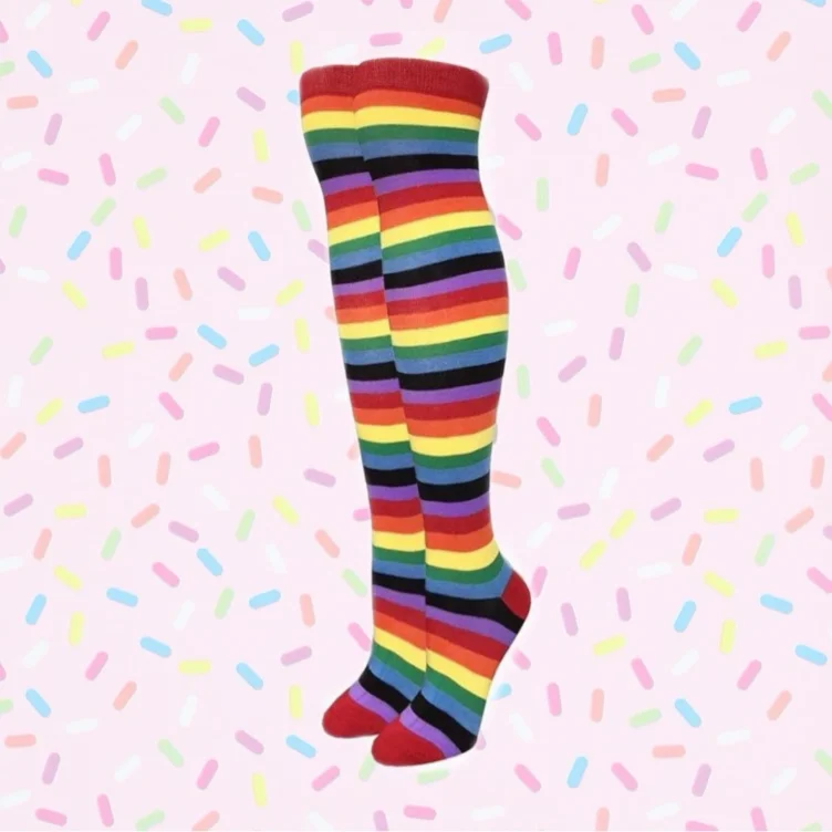 Rainbow Stripe Pattern Socks from the Sock Panda (Thigh High)