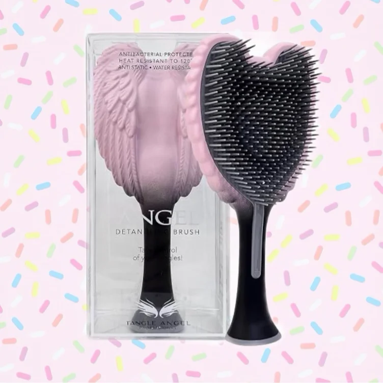 Tangle Angel Detangling Hair Brush for Women - Anti-Static Angel Wing Hair Brush for Wet&Dry Hair - Flexible Bristles Detangler Brush for Straight, Wavy&Curly Hair - Ideal Gift for Women -Black/Pink - Two tone Black/Pink