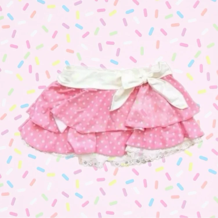 Women Kawaii Y2k Lolita Mini Skirt Sweet Bow Tie Ruffles Pleated Skirts | Cute tiered ruffle design;Delicate bow detail;Sweet Y2K coquette style;Elastic waist for comfy fit - Small - Pink2