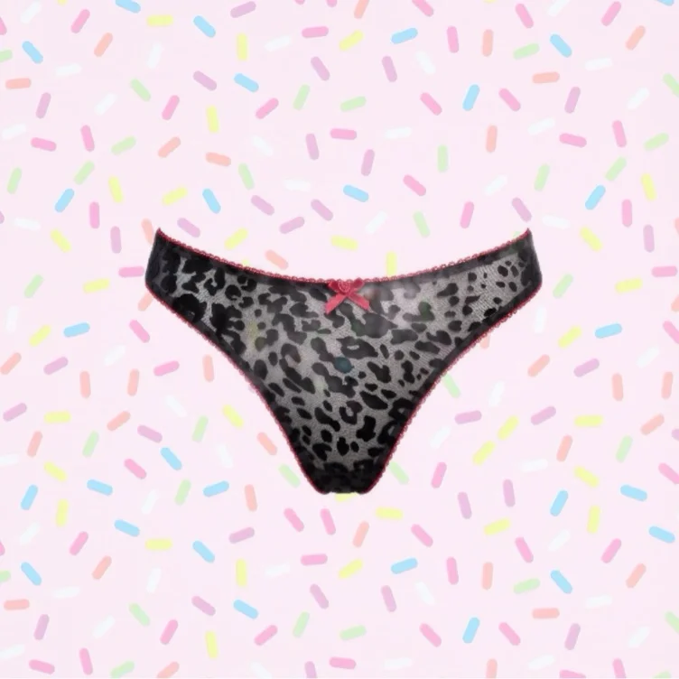 Felicity Black Animal Flocked Panty | S