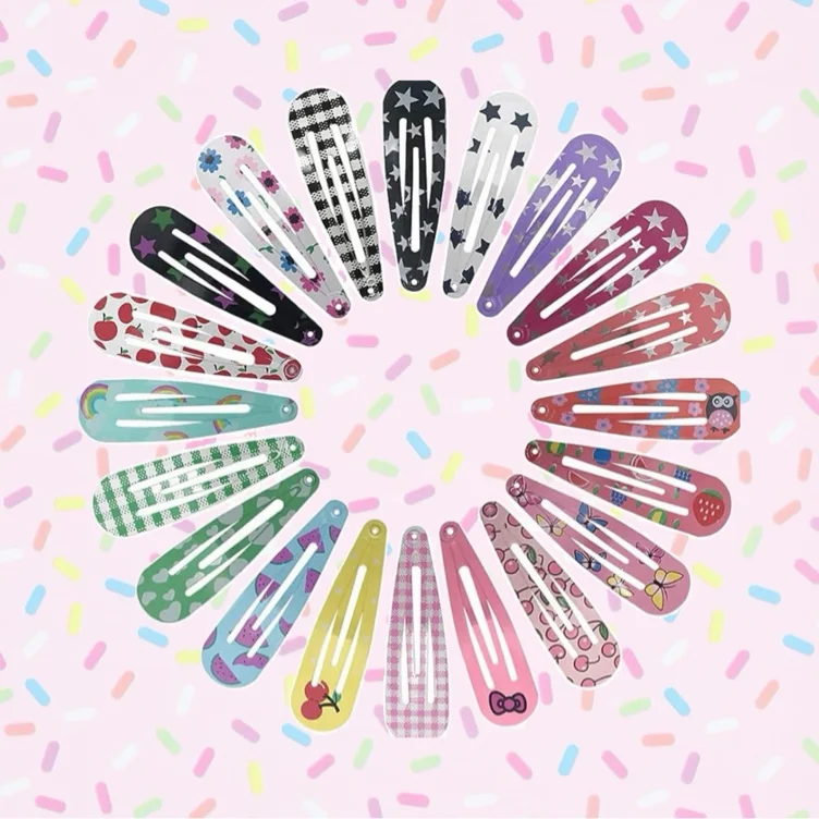 Hair Clips, KUBOM 120-Pack Metal Snap Hair Barrettes Barettes and Hair Clips for Girls,Toddlers,Kids,Women, Baby and Fine/Thick hair - 2inch (Colored Candy and Pattern) - 120-Shaped