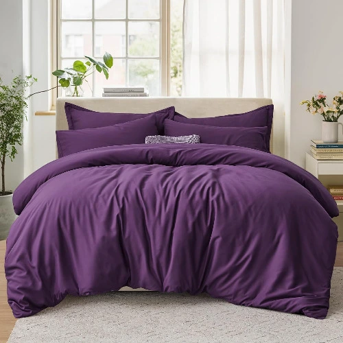 Tifschlaf King Size Duvet Cover Sets - Kingsize Bedding Set with 2 Pillowcases - Ultrasoft Brushed Microfiber Quilt Bed Cover with Zip Fastening, Purple (230x220) : Amazon.ie