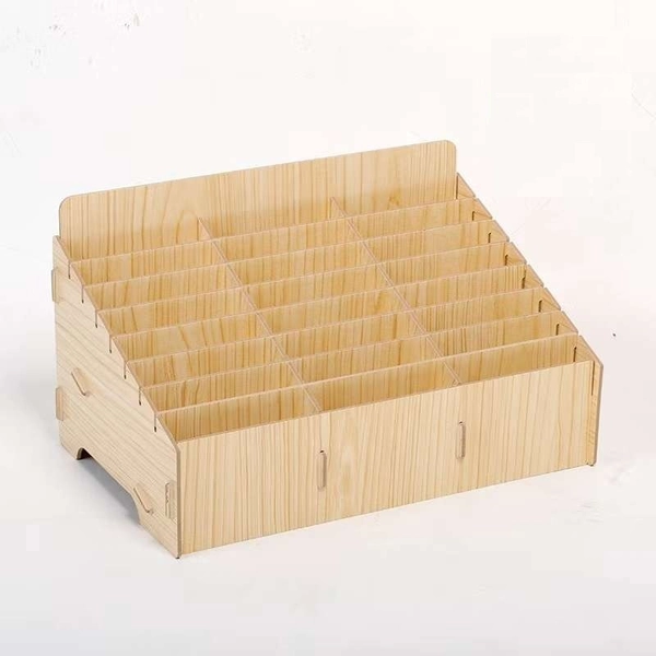 Storage Box Desktop 36 Grid Wooden Rack Mobile Phone Table Organizer for Office Classroom