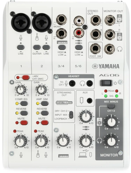AG06 Mk2 6-channel Mixer and USB Audio Interface - White