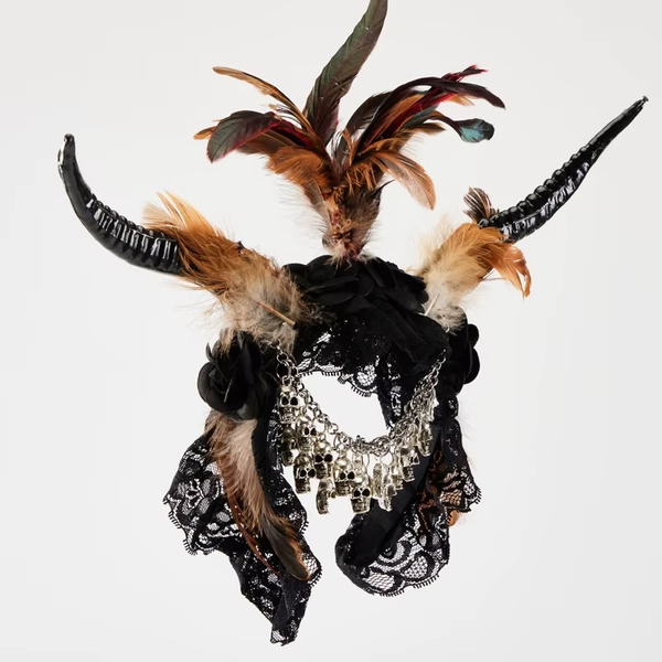 Black Horns Headpiece Halloween Cosplay Animal Antelop Horn Headwear Punk Skull Chain Hairband Carnival Dress Up Party Costumes - AliExpress 200000297