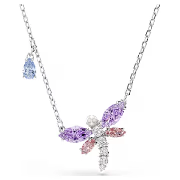 Ariana Grande x Swarovski pendant, Mixed cuts, Dragonfly, Multicolored, Rhodium plated