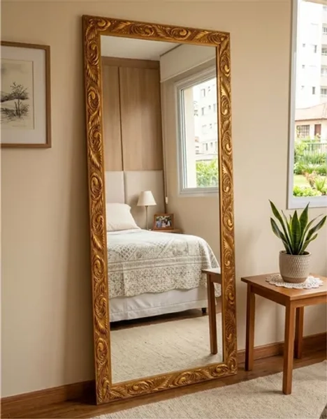 Espelho Grande Moldura Luxo Decoração Lavabo Quarto Sala