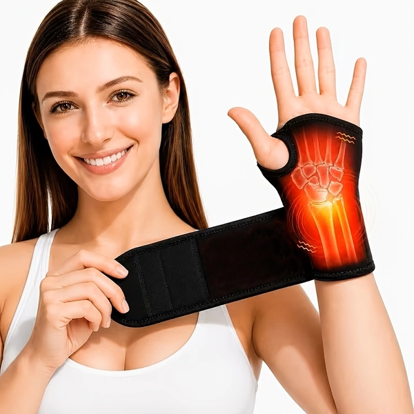 TEMU Cordless Wrist Heating Pad With Massage & Red Light, Rechargeable Heated Wrist Brace Wrap For Wrist Discomfort, 3 Heat & Vibration