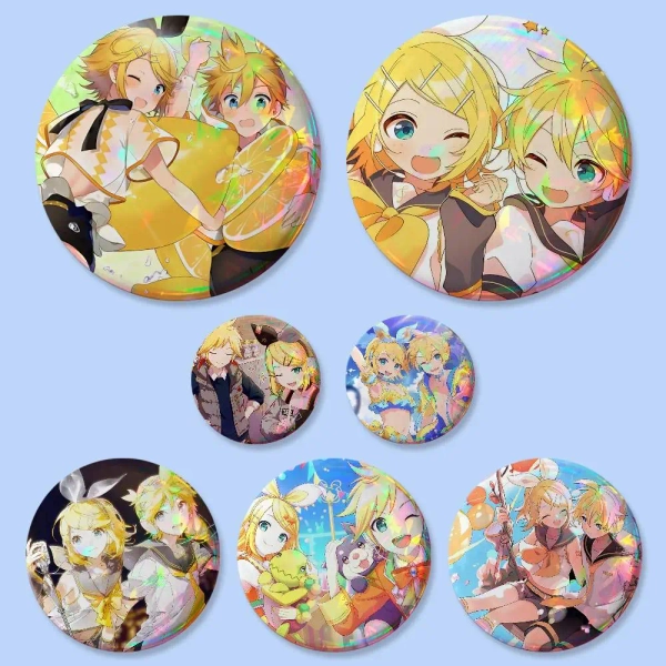 1 Stück K-Kagamine Rin und Len Anstecknadeln, runde, kreative Broschen, Taschen-Deko-Accessoires, Geschenke für Fans und Freunde - AliExpress 15