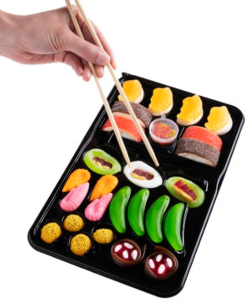 Candy Sushi: A tray of colorful candy shaped like sushi.