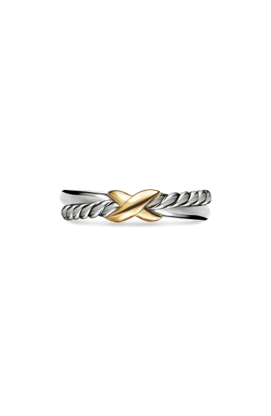 Petite X Ring in Sterling Silver with 18K Yellow Gold