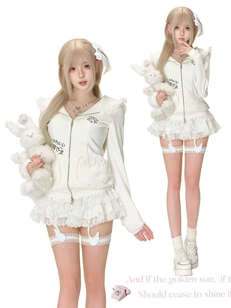 kawaii white set jacket !