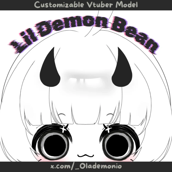 Lil Demon Bean (Customizable VTuber Model) by ˖ ݁⸸.Shiro.⸸˖ (@_Olademonio)
