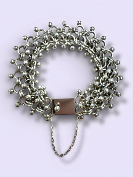 Taxco Chunky Silver .925 Chain Mail Bracelet From Mexico Heavy Sterling Clean