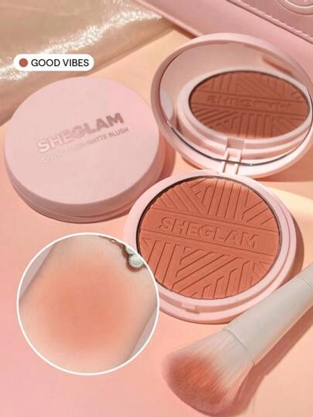 SHEGLAM Divine Flush Matte Blush-Good Vibes Blush Powder Highly Pigmented Non-Fading Long Lasting Glowing Lightweight Natural Blush Face Makeup Rare Brand Beauty Makeup Face Paint Cosmetic For Women Girls Perfect For Winter Ideal For Y2K Fancy Fashion Suitable For Birthday Gift Party Ready Best Color