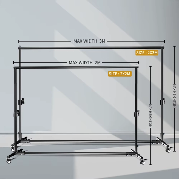 SH 2X2M / 2X3M Hintergrundständer mit 4 Rollen und 4 Fischklammern, Fotografie-Hintergrundrahmenhalterung für Fotostudio - AliExpress