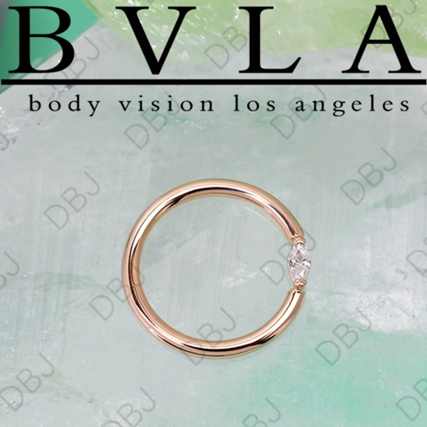 BVLA 14kt & 18kt Gold Marquise V Prong 3x1.5mm Gem Seam Ring 16g Body Vision Los Angeles [37-0260-300-16xx Marquise VProng] : Diablo Body Jewelry - American Made, Implant Grade
