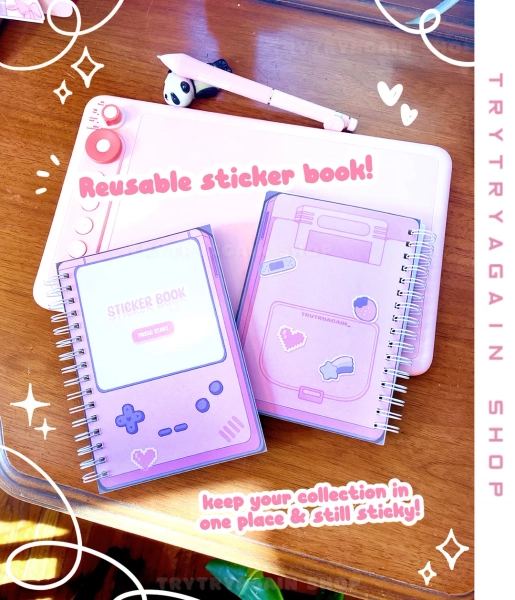 Aesthetic Reusable Sticker Book - A6 4.25 X 6” Size - Gamer Girl Kawaii Sticker Collection 50 Sheets - Reusable Stationery Sticker Storage - Etsy