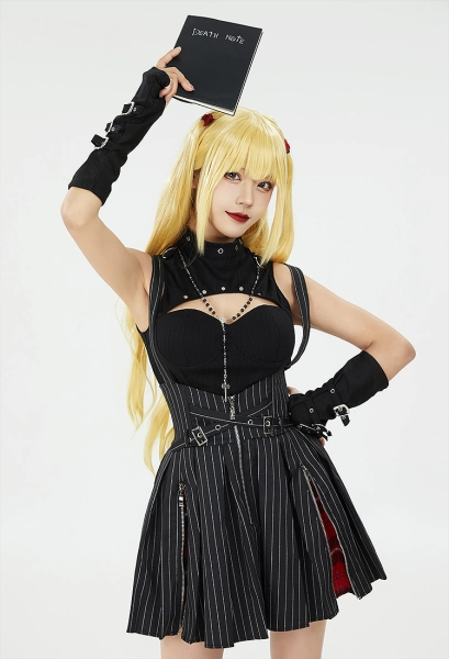 Misa Derivative Top Skirt Set with Necklace and Gloves Dress Casual Outfit