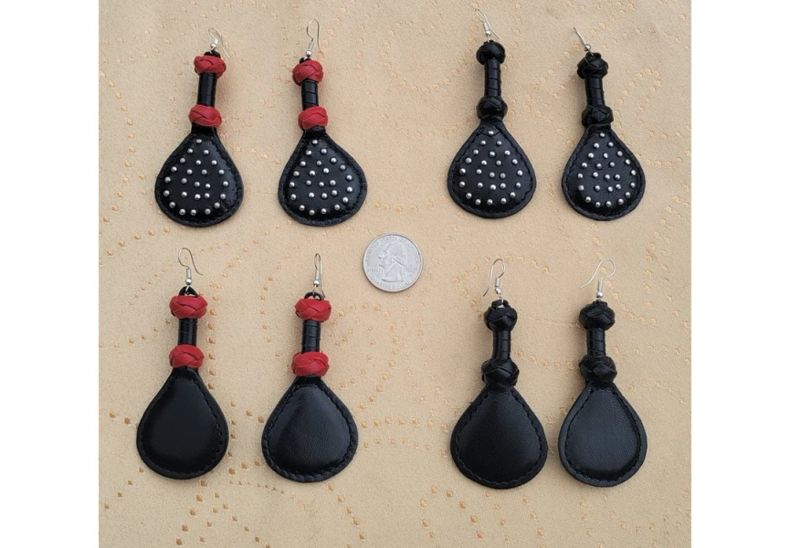 Mini Paddle Leather Earrings - Etsy