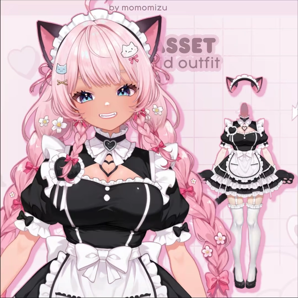 Black Cat Maid Vtuber Outfit – Rigged Customizable Body Asset - Etsy