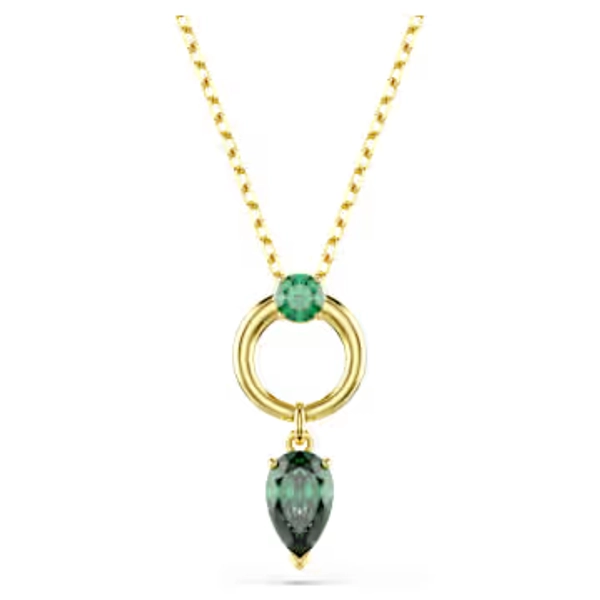Mesmera pendant, Mixed cuts, Green, Gold-tone plated