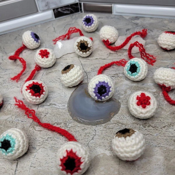 Eyeball cat toy infused with catnip